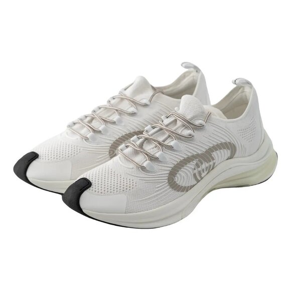 NEW GUCCI INTERLOCKING G RUNNING SNEAKERS WHITE TECHNICAL FABRIC MEN’S 12.5 G - Picture 1 of 11